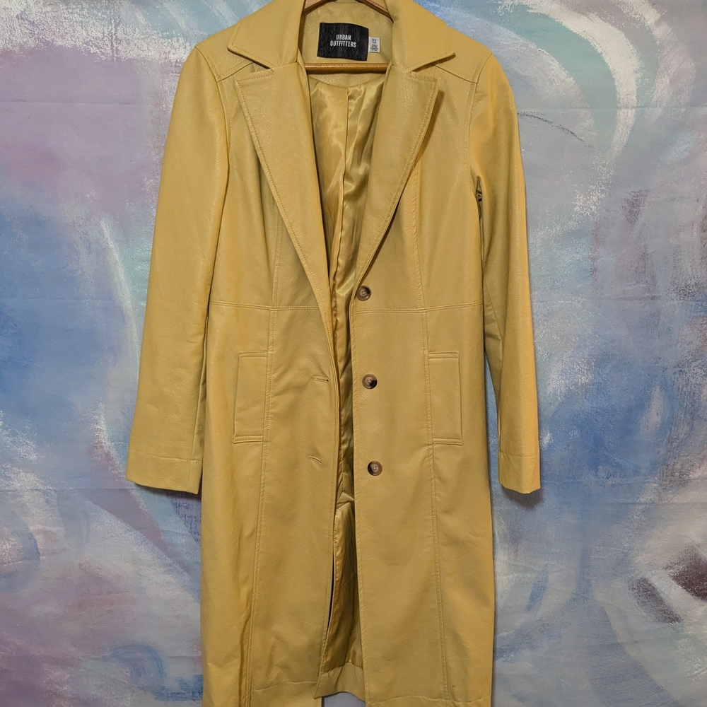 UO Yellow Faux Leather Coat